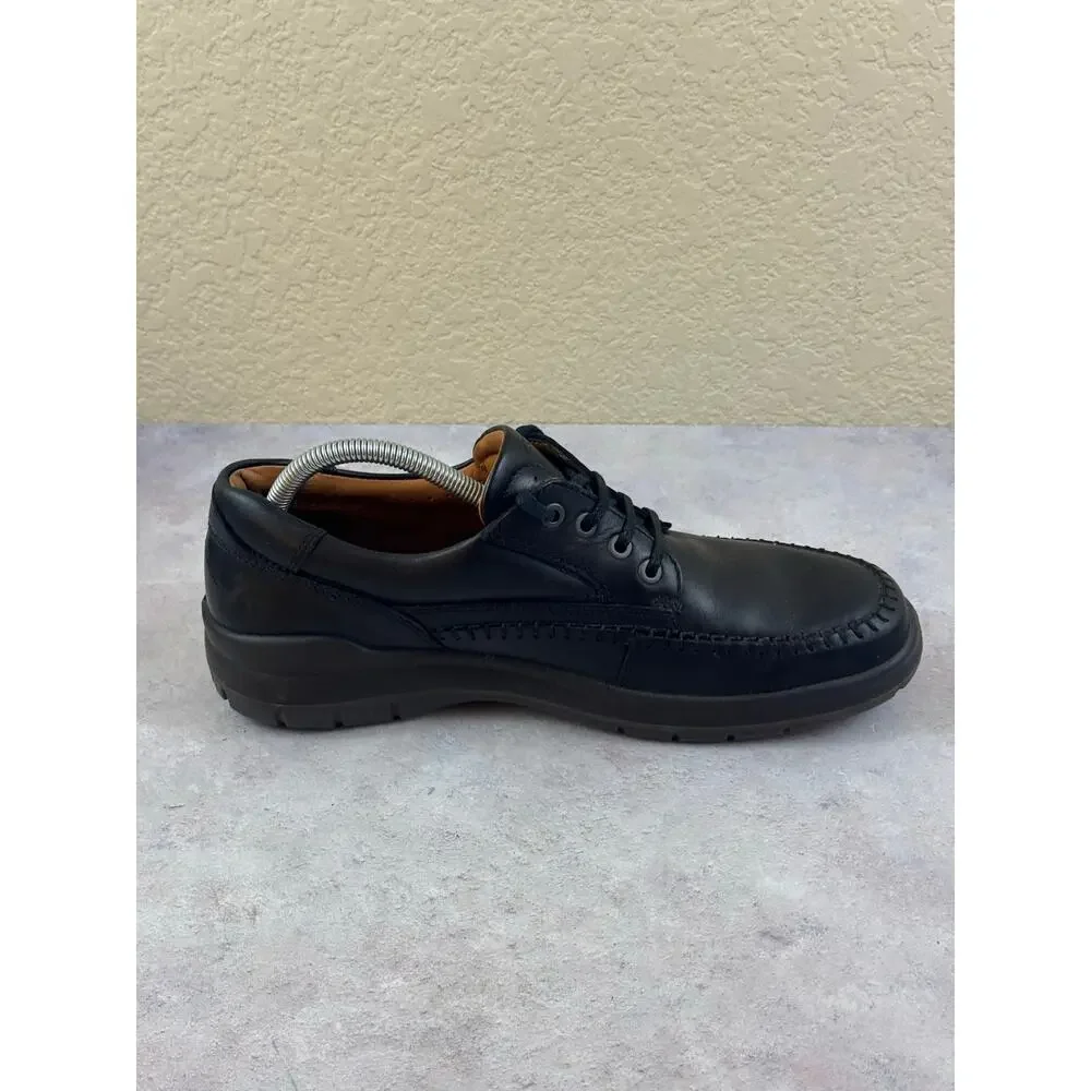 ECCO Seawalker Mens EU 43 US 9.5-10 Black Leather Moc Toe Oxford Walking Shoes